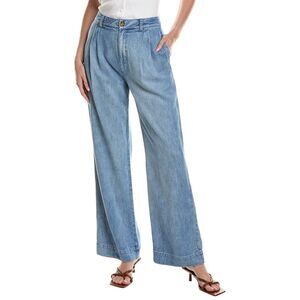 Bella Dahl Womens Greta Pleated Wide Leg Trouser, Blue